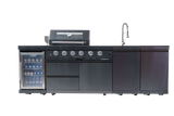 104" Propane Outdoor Kitchen with 4-Burner Grill, Refrigerator & Storage – Black
