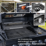 125" 107,000 BTU Outdoor Kitchen with 4-Burner Grill, Pizza Oven & Refrigerator