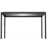 Adjustable Louvered Pergola with Hand Crank & Drainage System – Black