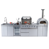 125" 107,000 BTU Outdoor Kitchen with 4-Burner Grill, Pizza Oven & Refrigerator