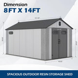 8' × 14' Resin Outdoor Storage Shed with Carpeted Interior
