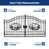 14' × 8' Steel Dual-Swing Driveway Gate with Deer Motif – Black