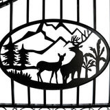 14' × 8' Steel Dual-Swing Driveway Gate with Deer Motif – Black