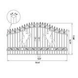 14' × 8' Galvanized-Steel Dual-Swing Driveway Gate with Horse Design