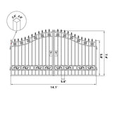 14' × 8' Steel Dual-Swing Driveway Gate with Deer Motif – Black