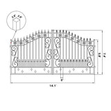 14' × 8' Steel Dual-Swing Driveway Gate with Deer Motif – Black