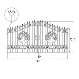 14' × 8' Steel Dual-Swing Driveway Gate with Deer Motif – Black