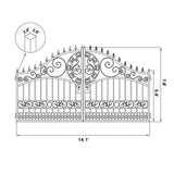 14' × 8' European-Style Galvanized-Steel Dual-Swing Driveway Gate