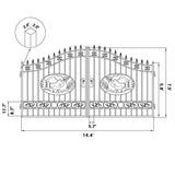 14' × 8' Steel Dual-Swing Driveway Gate with Deer Motif – Black