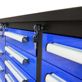 10' Heavy-Duty 25-Drawer Steel Workbench – Stationary