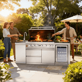 82.5" 83,500 BTU Outdoor Kitchen with 6-Burner Grill, Refrigerator & Sink – Silver
