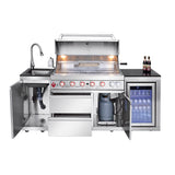 82.5" 83,500 BTU Outdoor Kitchen with 6-Burner Grill, Refrigerator & Sink – Silver