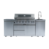 6-Burner 85,000 BTU Stainless Steel Outdoor Kitchen Island with Sink & Storage – Silver