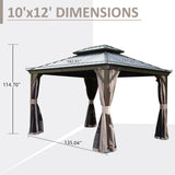 10' x 12' Hardtop Gazebo Permanent Metal Gazebo