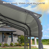13' × 26.5' Heavy-Duty Metal Carport with Galvanized Steel Roof – Gray