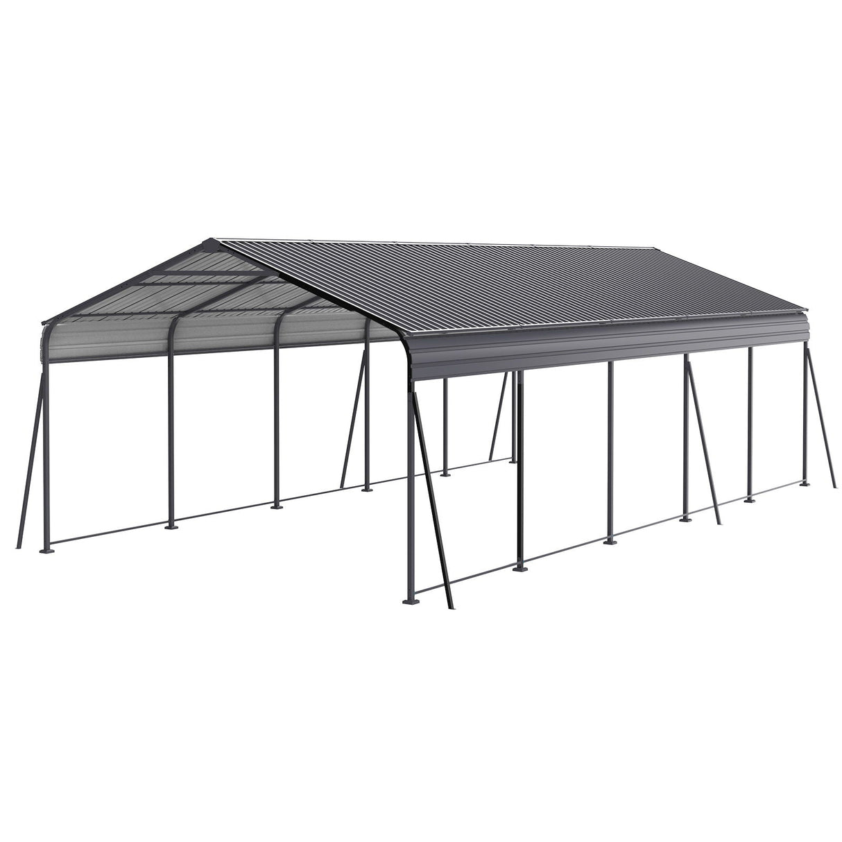 13' × 26.5' Heavy-Duty Metal Carport with Galvanized Steel Roof – Gray