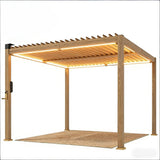 9.8' × 9.8' Metal Louvered Pergola with Solar LED Lighting – Brown