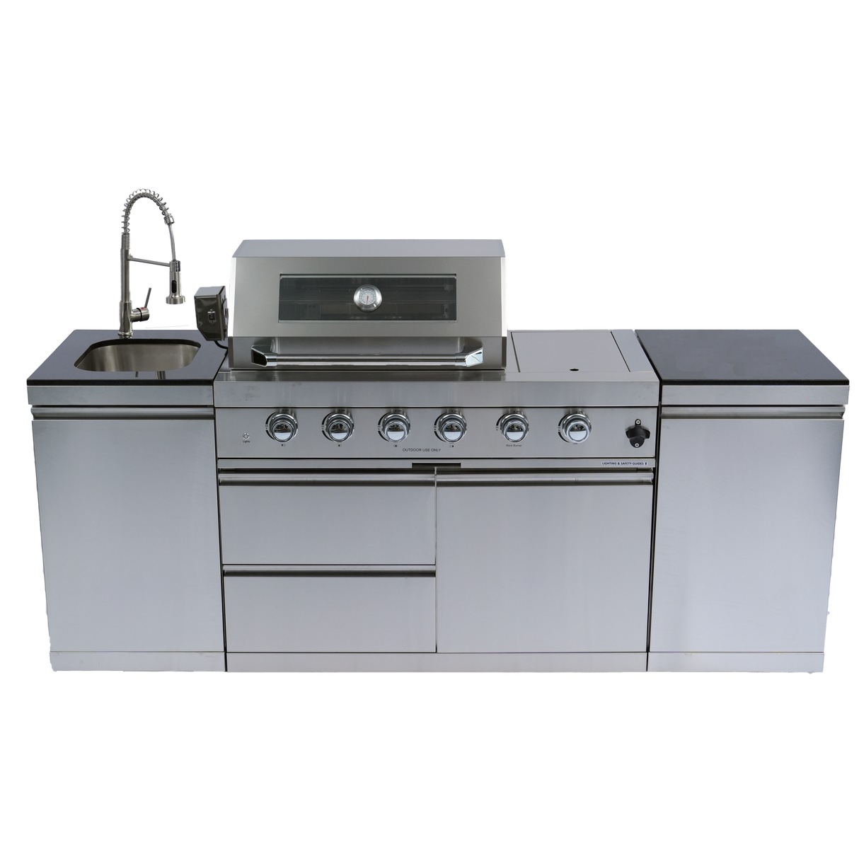 85" Propane Outdoor Kitchen with 4-Burner Grill, Side Burner & Storage – Silver