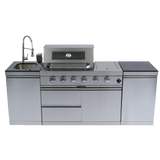 85" Propane Outdoor Kitchen with 4-Burner Grill, Side Burner & Storage – Silver