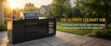 85" Outdoor Kitchen with 4-Burner Grill, Compact Refrigerator & Sink – Black