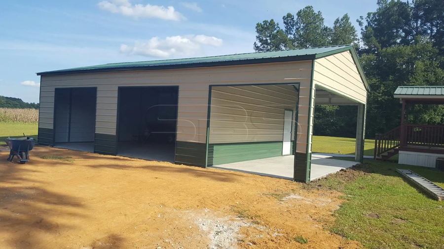 24x41 side-entry garage with shed