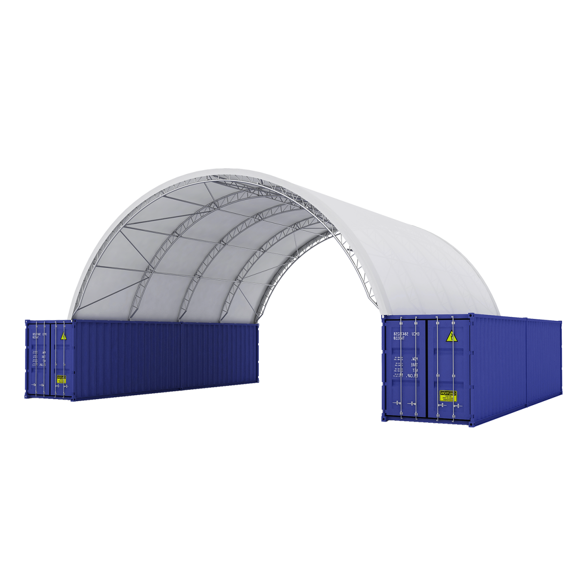 Fortified 40' × 40' × 15' Reinforced Double-Truss Container Shelter