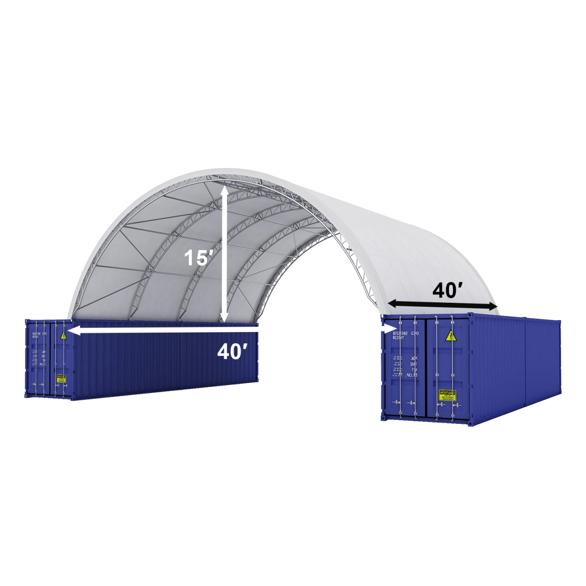 Fortified 40' × 40' × 15' Reinforced Double-Truss Container Shelter