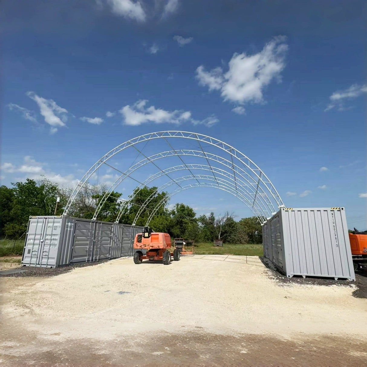 40' × 40' × 15' Double-Truss Shipping-Container Canopy Shelter