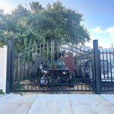 14' × 8' Galvanized-Steel Dual-Swing Driveway Gate with Horse Design