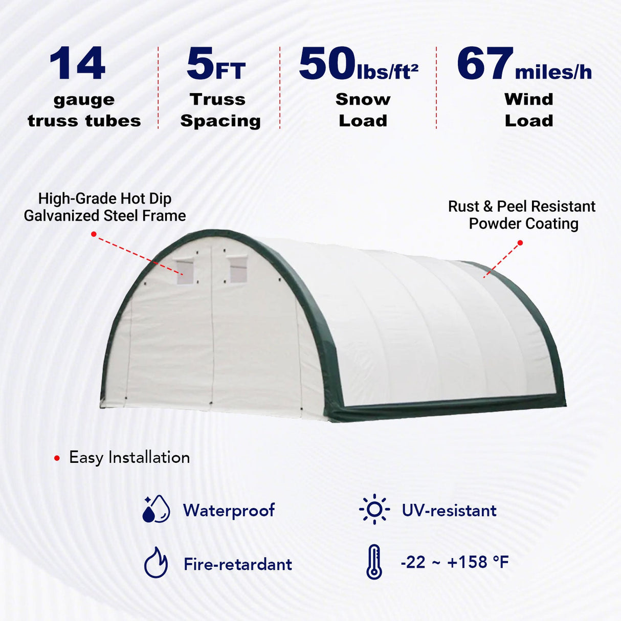 Gold Mountain 20' × 30' × 12' Reinforced Single-Truss Storage Shelter