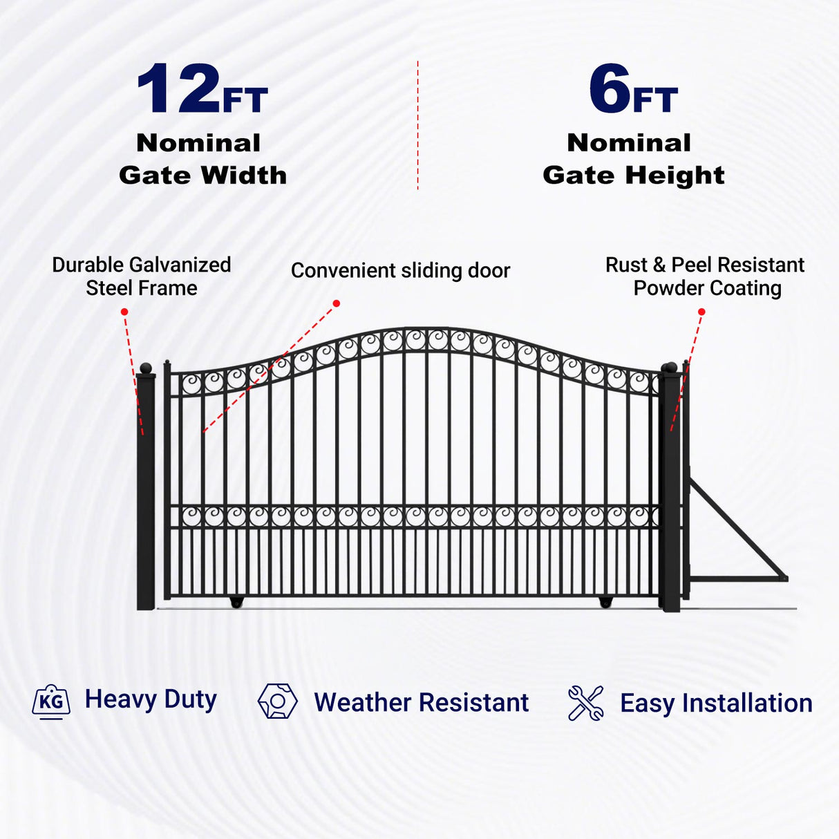 ALEKO 12' × 6' Galvanized-Steel Sliding Driveway Gate