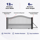ALEKO 12' × 6' Galvanized-Steel Sliding Driveway Gate