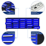 10' Mobile 25-Drawer Steel Storage Workbench with Plywood-Lined Top