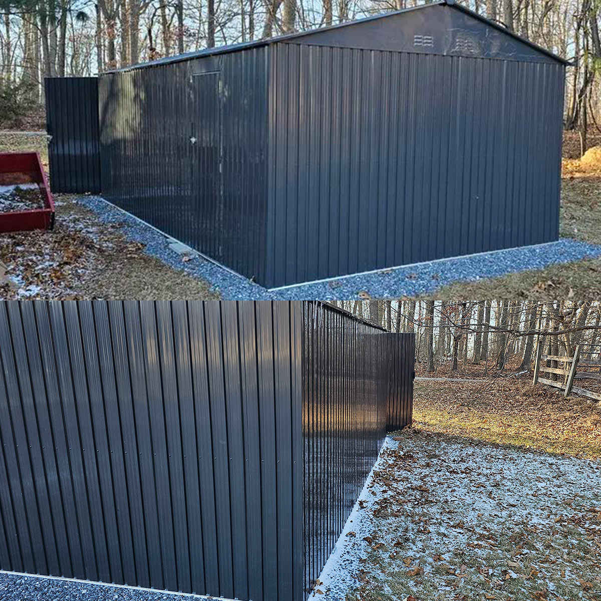 13' × 20' Upgraded Metal Garage Shed with Double Front Doors & Side Entry