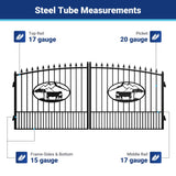 14' × 8' Steel Dual-Swing Driveway Gate with Deer Motif – Black