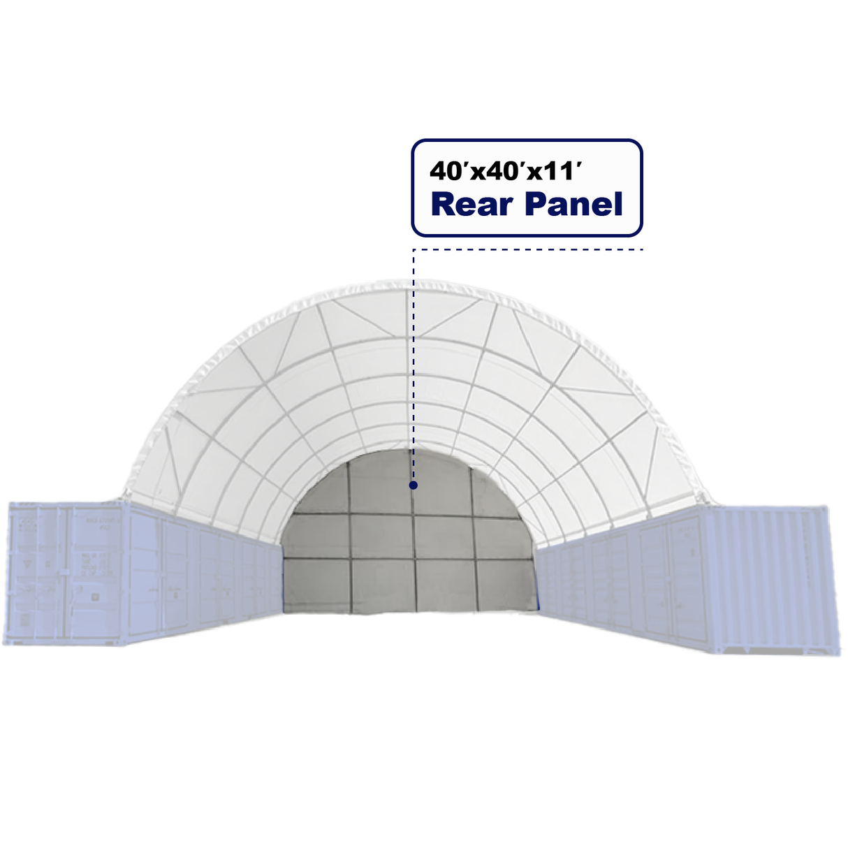 Gold Mountain Rear Cover for 40' × 40' × 11' Shipping-Container Canopy Shelter