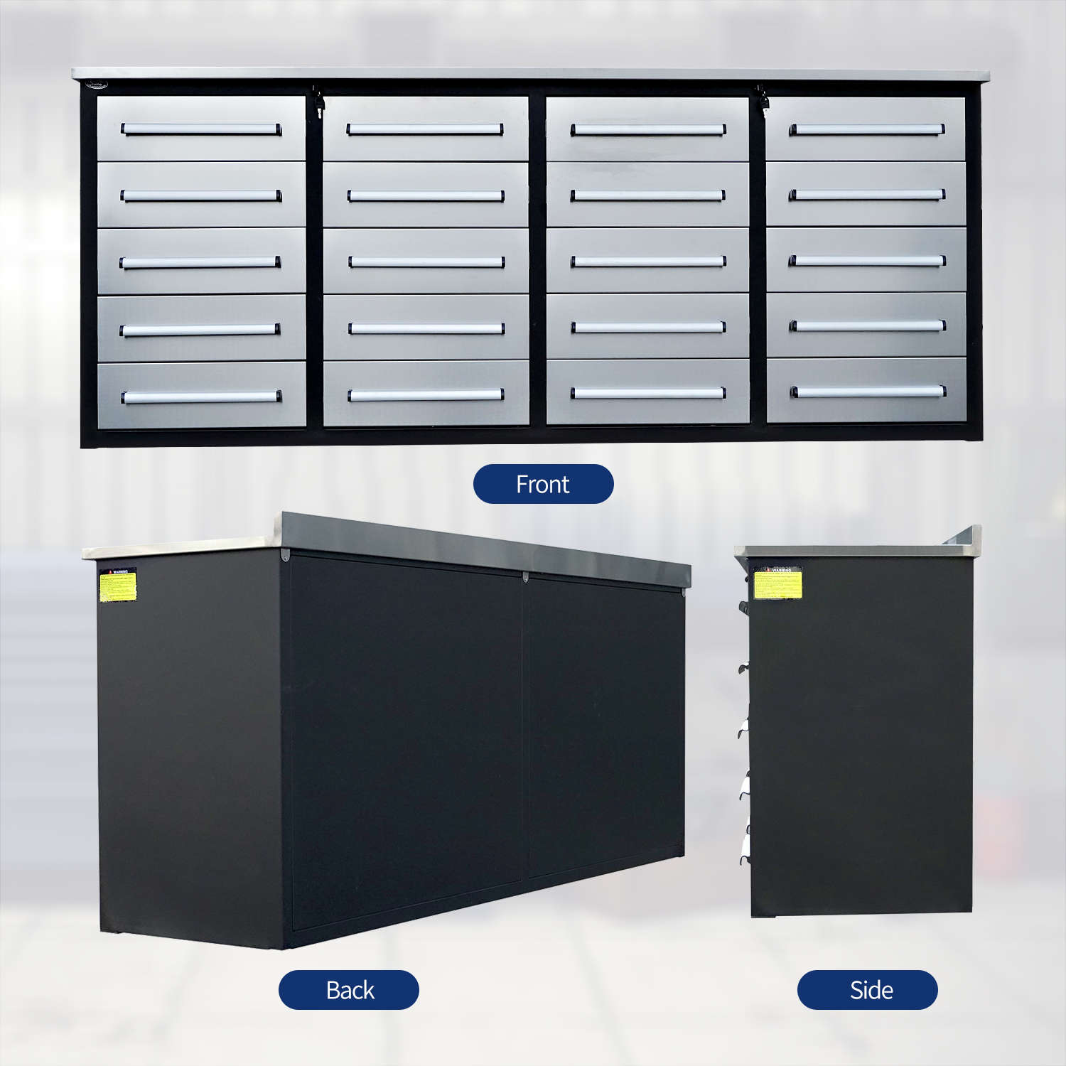 7' Heavy-Duty Garage Workbench Cabinet with 20 Drawers