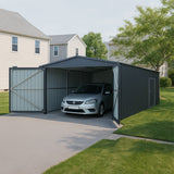 13' × 20' Upgraded Metal Garage Shed with Double Front Doors & Side Entry